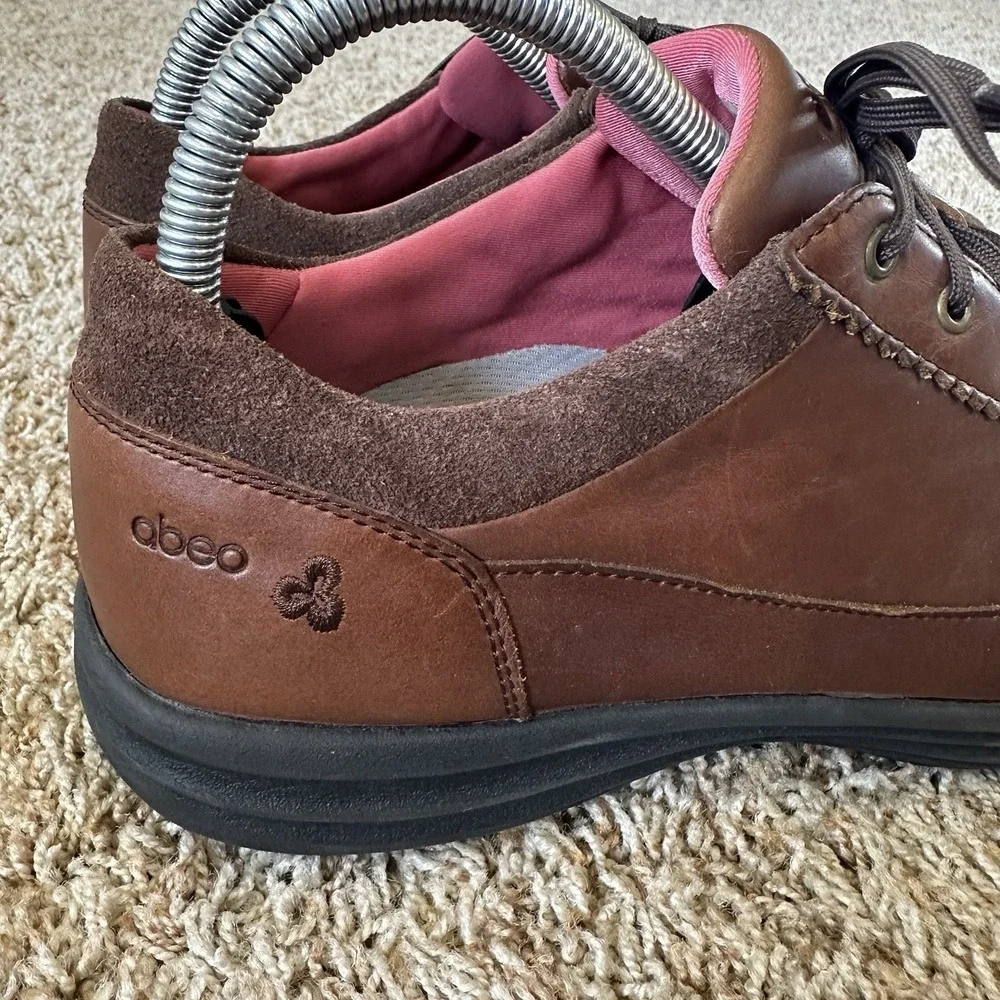 Abeo Cadis Brown Leather Comfort‎ Walking Shoes Womens Size 9M Casual Sneakers